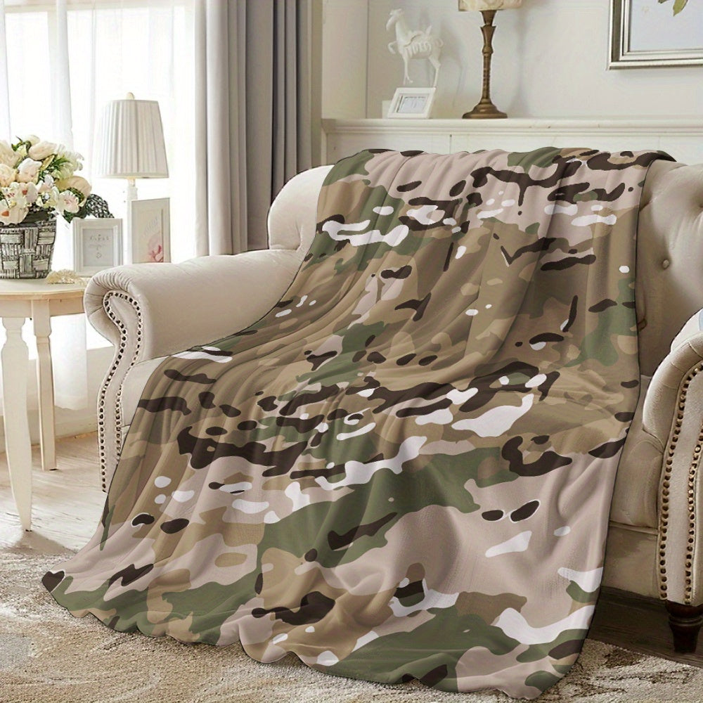 Camouflage Print Blanket - This soft and warm throw blanket is perfect for snuggling on the couch, in the office, or while camping and traveling. It's a multi-purpose gift that can be used all season long.