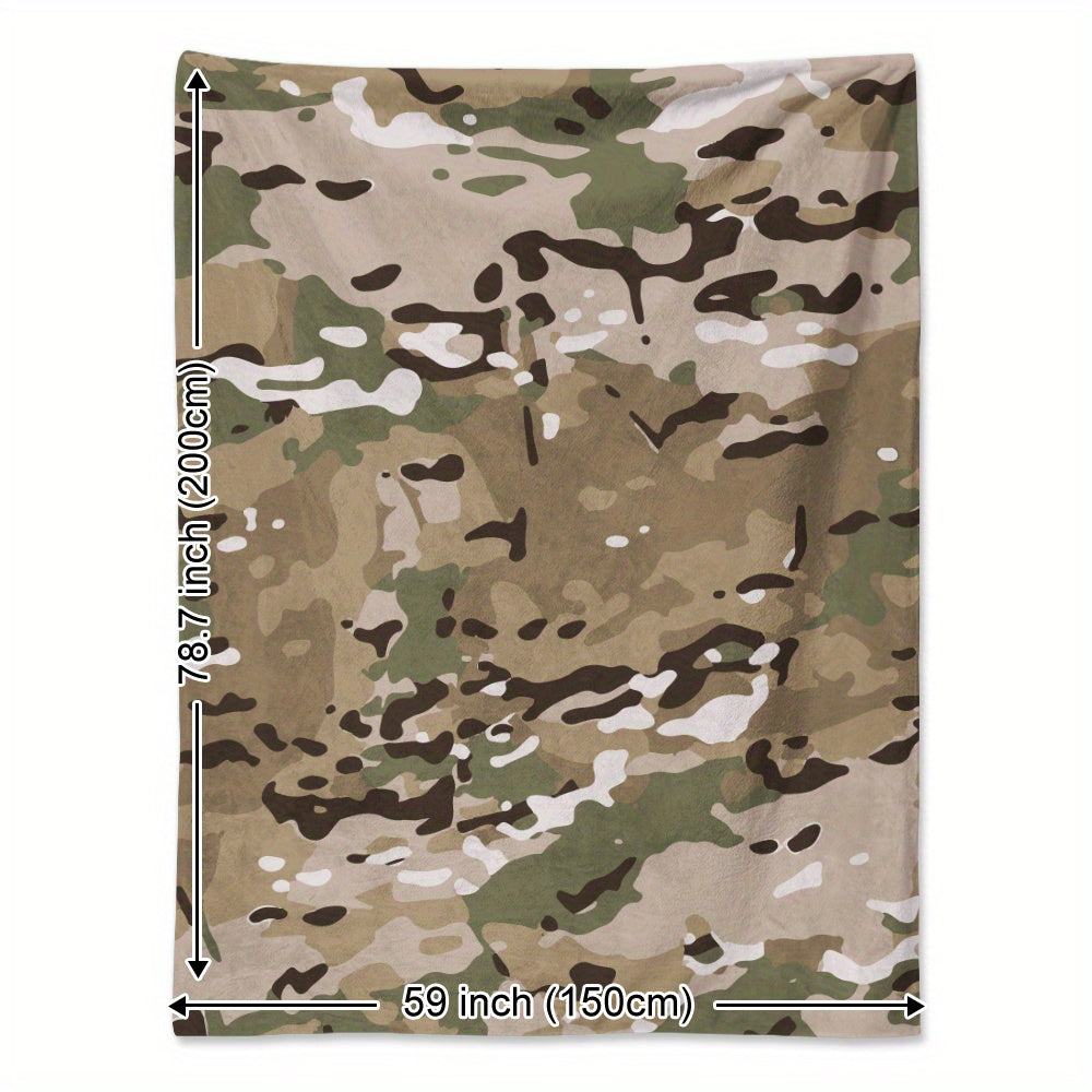 Camouflage Print Blanket - This soft and warm throw blanket is perfect for snuggling on the couch, in the office, or while camping and traveling. It's a multi-purpose gift that can be used all season long.