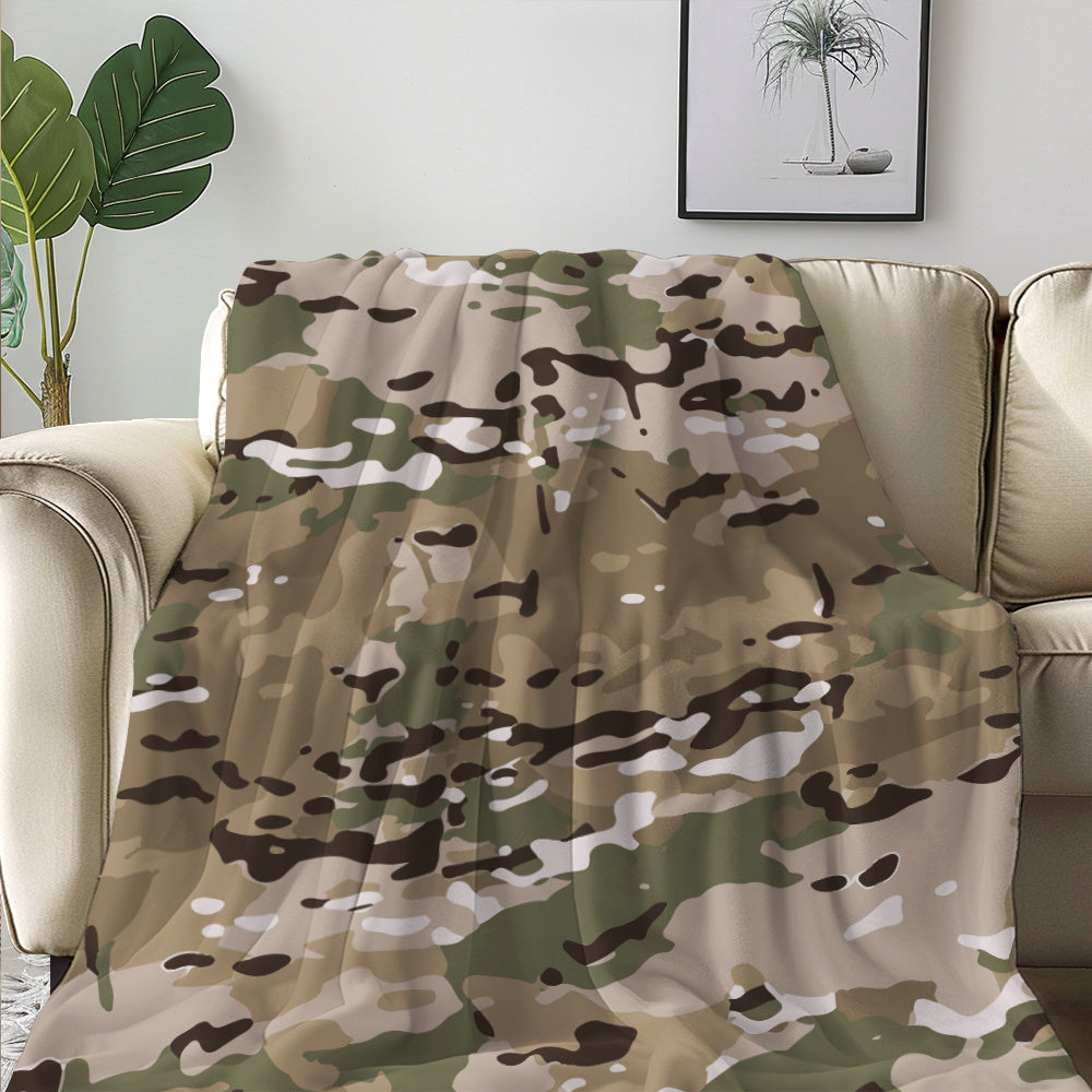 Camouflage Print Blanket - This soft and warm throw blanket is perfect for snuggling on the couch, in the office, or while camping and traveling. It's a multi-purpose gift that can be used all season long.