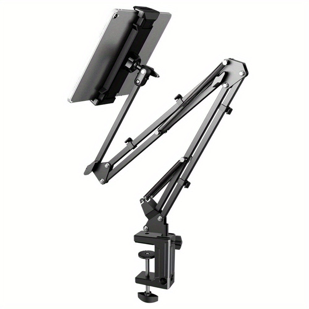 Aluminum tablet stand with 360° rotating arm, suitable for iPad, Xiaomi, Lenovo, Samsung Tab.