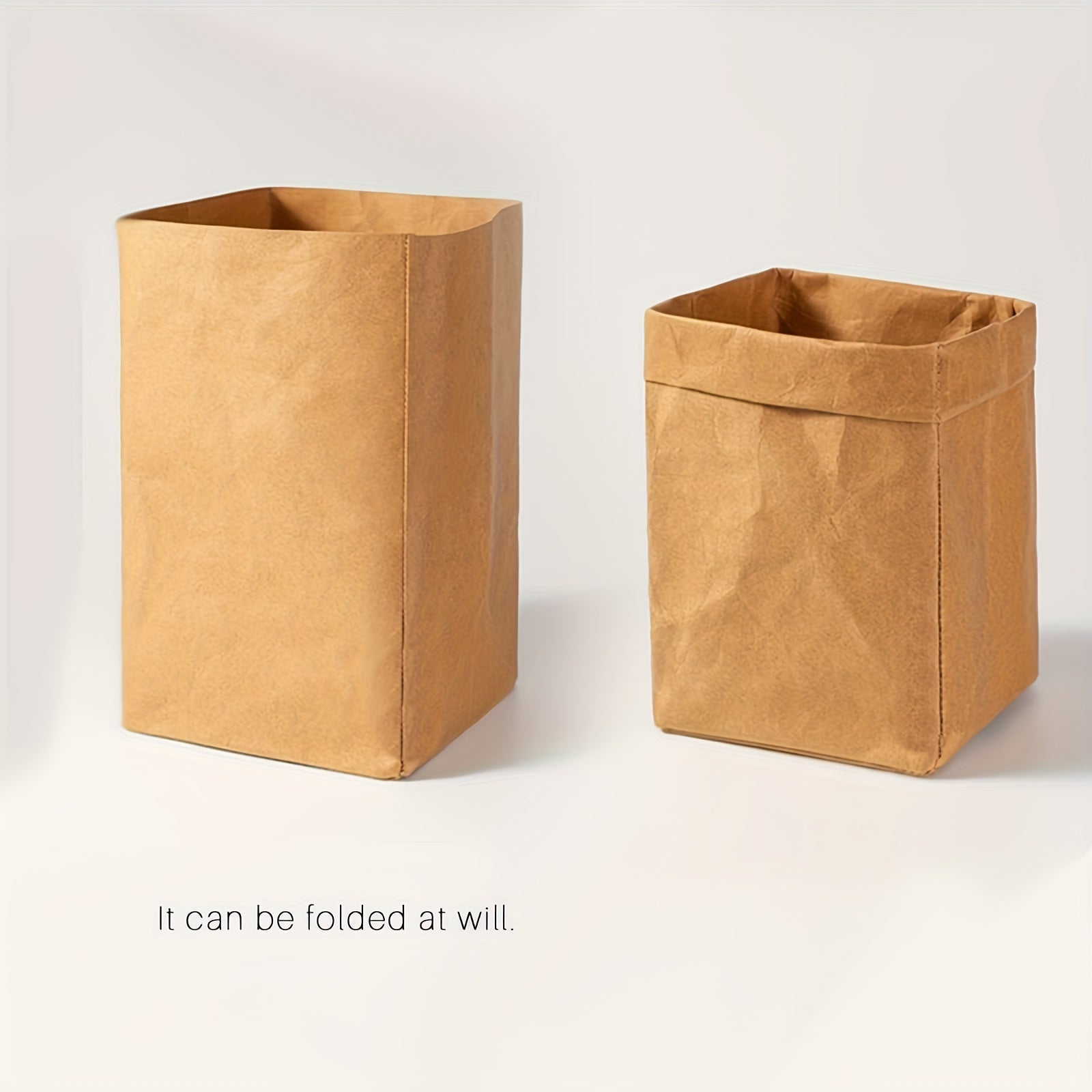 Multipurpose and Durable Storage Bag made from Washable Kraft Paper - Sturdy and Eco-friendly Organizer for Kitchen, Bathroom, and Beyond - Foldable for Convenient Home Storage