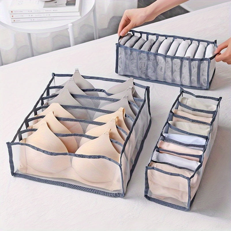 Organize your wardrobe with the 3-Pack Foldable Canvas Drawer Organizer Set. Perfect for storing underwear, socks, bras, and pants, this multifunctional clothes organizer will help keep your home tidy and organized.