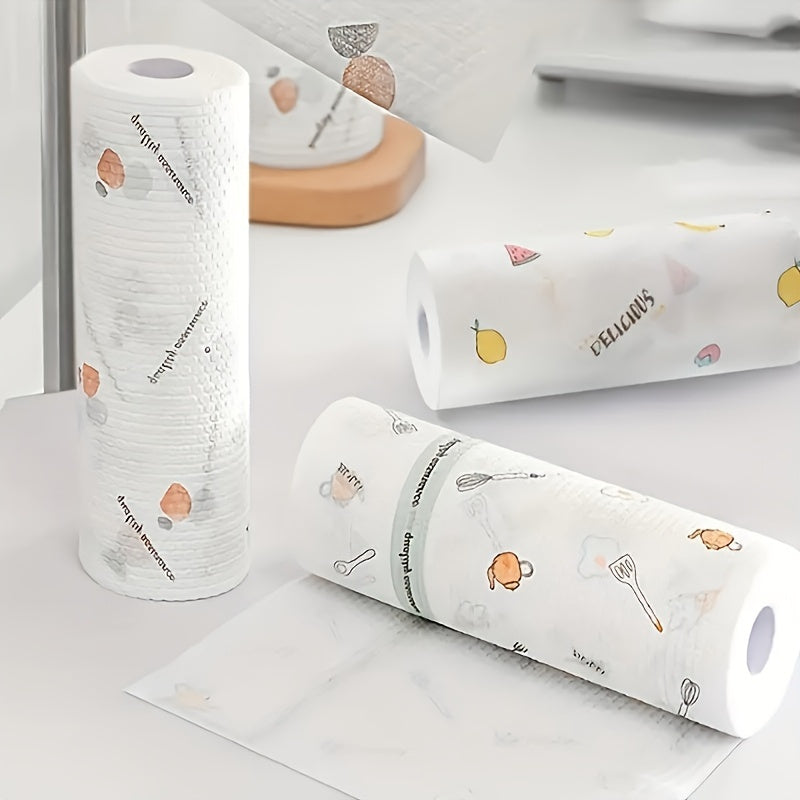 1 roll contains 100 sheets of lazy cloth disposable kitchen paper towels. They are washable dry and wet towels, rags, oil-free cloths, oil removal towels, household cleaning cloths, drying cloths, and cleaning supplies. Get a random style selection of