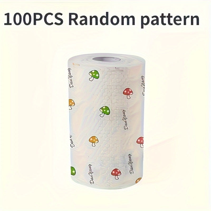 1 roll contains 100 sheets of lazy cloth disposable kitchen paper towels. They are washable dry and wet towels, rags, oil-free cloths, oil removal towels, household cleaning cloths, drying cloths, and cleaning supplies. Get a random style selection of