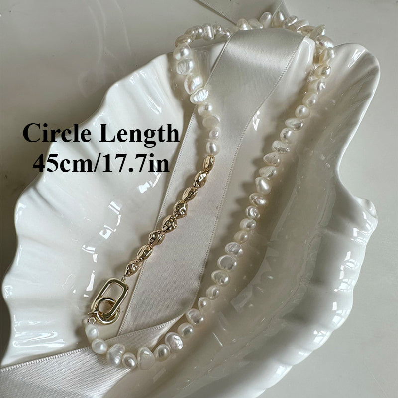 Beautiful French Vintage-Inspired Freshwater Pearl Necklace - Opulent Baroque Style Chain for Women, Ideal for Everyday and Gifts.