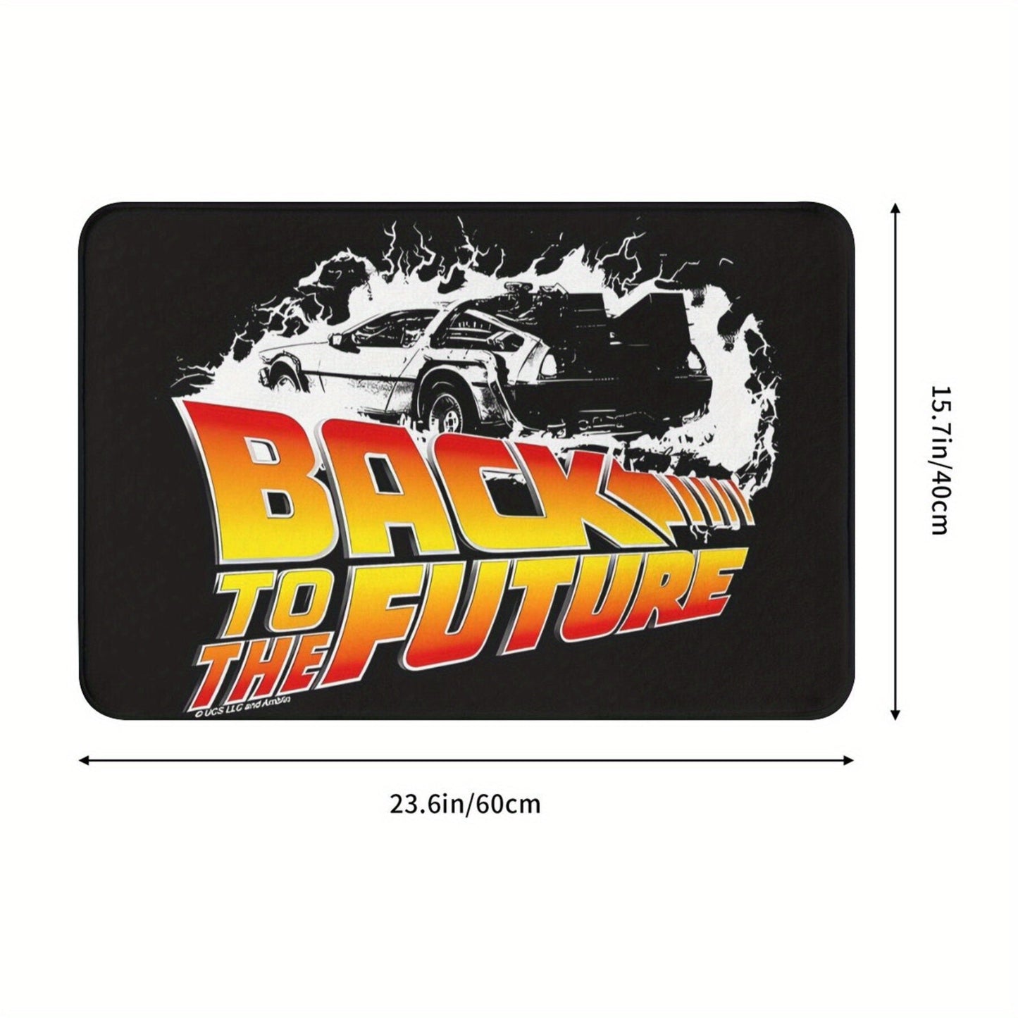 Get your hands on the Back to the Future Delorean Non-Slip Doormat! This machine washable polyester rectangle mat is lightweight and perfect for your bathroom or living room. Made by machine, this welcome rug is a great addition to your home decor -