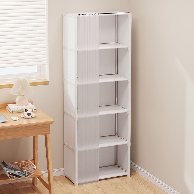 This freestanding metal storage organizer is perfect for your bedroom, living room, or office. It features a 5/6-tier open bookshelf and display rack, along with a dust-proof cover to keep your items clean. Easy to assemble with no electricity needed