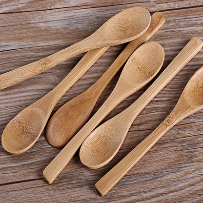 6-piece durable wooden spoon set with long handles, ideal for using with coffee, honey, ice cream, and desserts. Anti-scald material ensures safety during use.