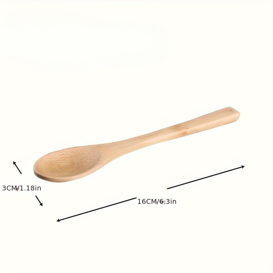 6-piece durable wooden spoon set with long handles, ideal for using with coffee, honey, ice cream, and desserts. Anti-scald material ensures safety during use.