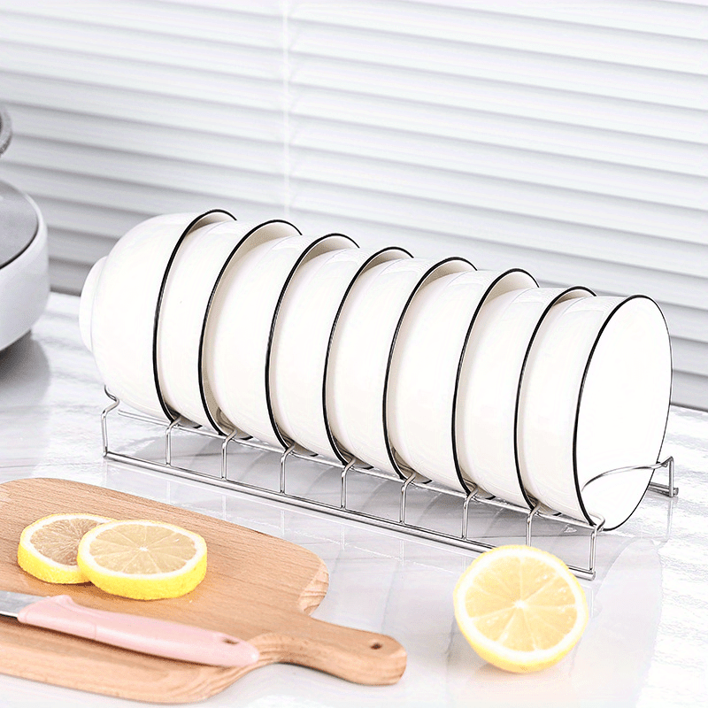 Modern Stainless Steel Kitchen Dish Rack Organizer with Casual Style Plate Drainer Stand and Cooking Pan Cover Holder - No Electricity Required, Wood-Free Storage Accessory for your Kitchen.