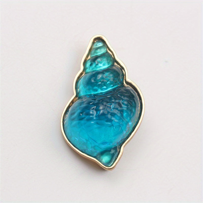 Chic & Adorable Enamel Blue Sea Snail Brooch - Distinctive Irregular Floral Design for Women's Windbreaker Coats, Perfect for Fall and Winter