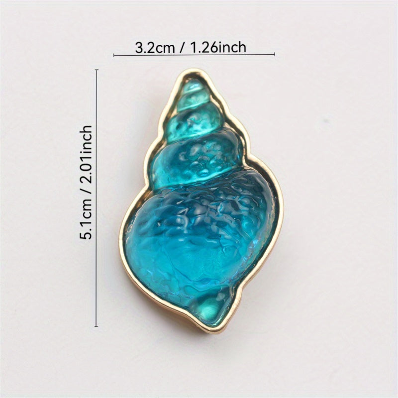 Chic & Adorable Enamel Blue Sea Snail Brooch - Distinctive Irregular Floral Design for Women's Windbreaker Coats, Perfect for Fall and Winter