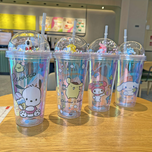 1 dona Laser Sanrio Suv Kupi, Qiziqarli Peri Tumbler, Qalam bilan - BPA-siz, Yengil Izolyatsiyalangan Shisha Sport va Tashqi Faoliyatlar uchun.