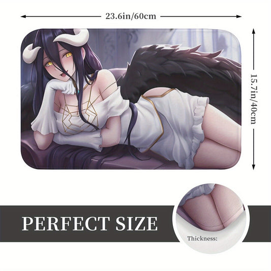 1PCS Albedo Anime Design Polyester Rectangle Doormat, Lightweight and Non-Slip with Machine Washable Indoor Carpet Mat for Home Decor