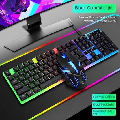 T-WOLF TF230 illuminated keyboard and mouse set for gaming and office use