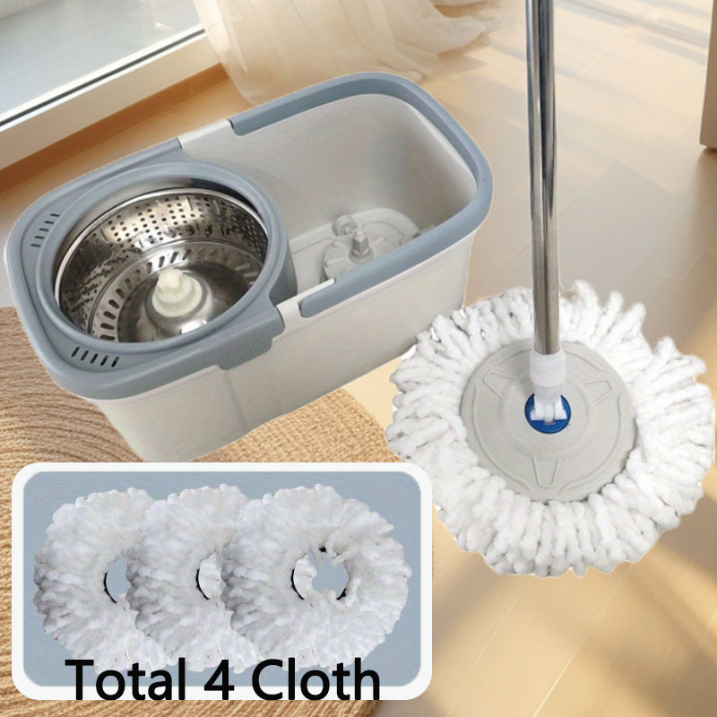 Introducing the 1 Set Double Drive Rotating Mop and Bucket Suit, perfect for efficient water absorption and dust removal in your living room or toilet. This durable plastic mop features a stainless steel handle, 360 ° rotating head, and does not require