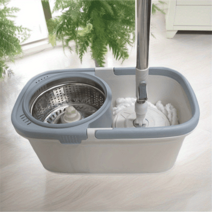 Sturdy Dual-Drive Rotating Mop and Bucket Kit - Strong Stainless Steel Handle with 360° Head for Effortless Cleaning in Home, Bathroom, and Outdoor Areas