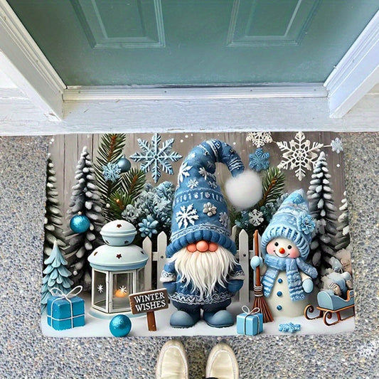 Christmas Gnome Pattern Area Rug - Door Mat, Non-slip Back, Machine Washable, Available in Multiple Sizes - Perfect for Room and Bedroom, Festive Holiday Decor for Living Room and Doorway