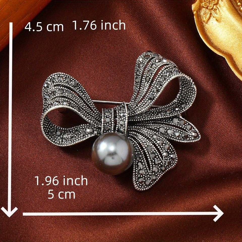 Elegant Crystal Bow Brooch Pin - Glamorous Rhinestone Ribbon Bowtie Badge for Women and Men, Perfect for Parties and Special Occasions