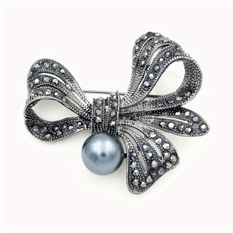 Elegant Crystal Bow Brooch Pin - Glamorous Rhinestone Ribbon Bowtie Badge for Women and Men, Perfect for Parties and Special Occasions