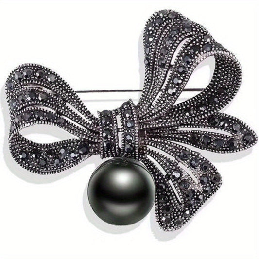 Elegant Crystal Bow Brooch Pin - Glamorous Rhinestone Ribbon Bowtie Badge for Women and Men, Perfect for Parties and Special Occasions