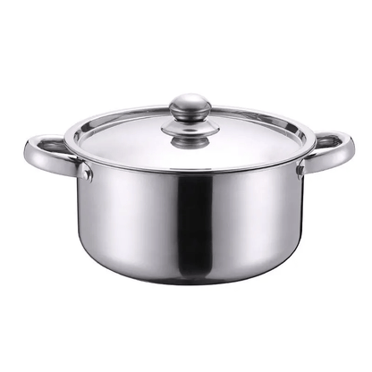 Set of 5 Stainless Steel Cookware - Strong Kitchen Pots with Covers, Shiny Interior, Securely Attached Handles & Heat-Proof Knobs