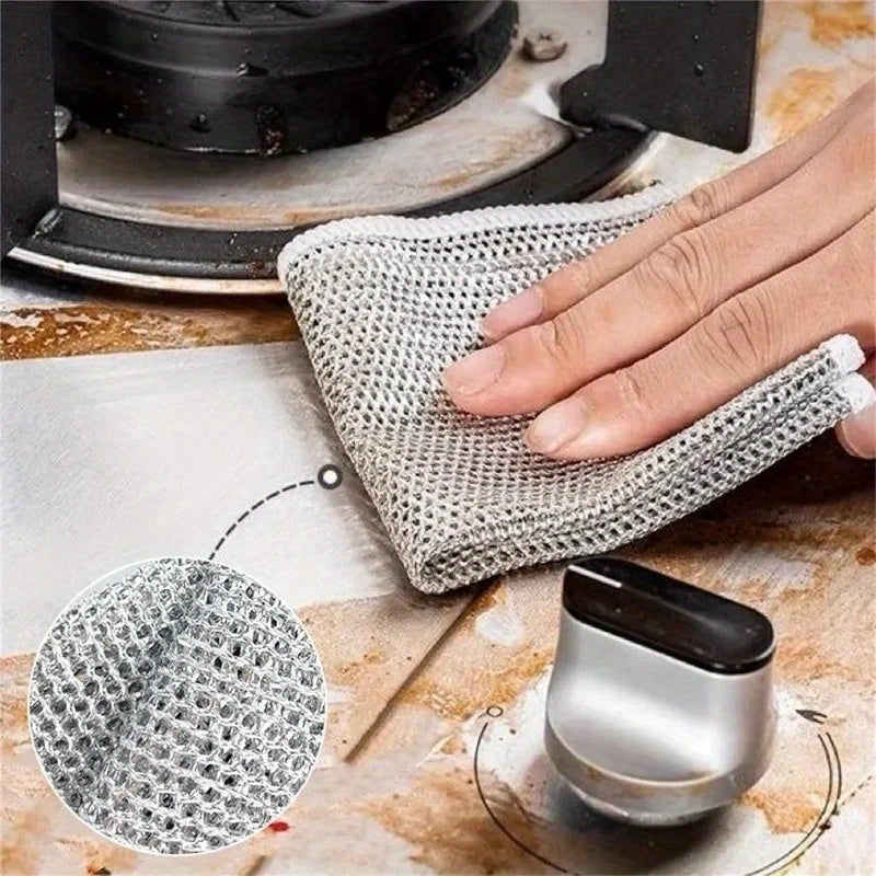 Reusable non-scratch dish and cookware cleaning sponges for home and car use - 30-pack of double-sided microfiber and stainless steel mesh scrub pads