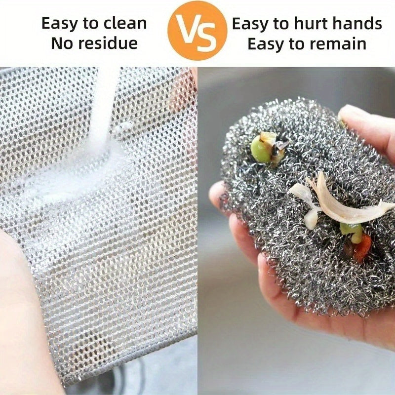 Reusable non-scratch dish and cookware cleaning sponges for home and car use - 30-pack of double-sided microfiber and stainless steel mesh scrub pads