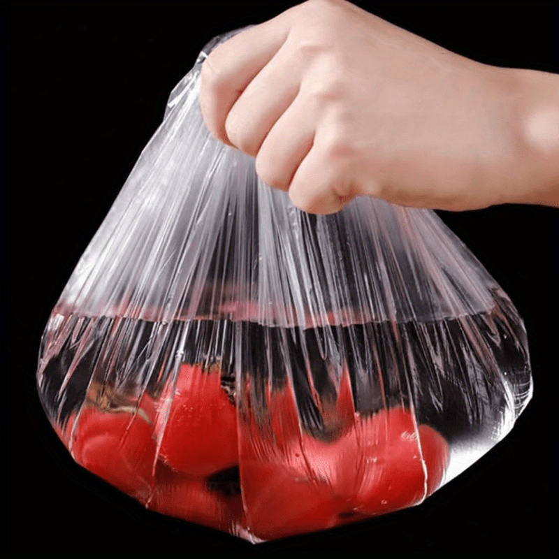 Set of 100 Reusable Plastic Food Storage Covers - Elastic Wrap for Keeping Fruits, Vegetables, and Meats Fresh - Ideal for Organizing your Kitchen and Picnics