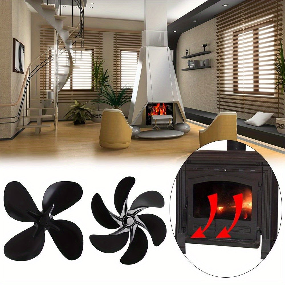 Wood Stove Fan Replacement with 4/5/6 Blades - Reinforced Log Burner Power Saving Eco-Friendly Home Fireplace Fan Accessories, Durable and Resistant to Deformation