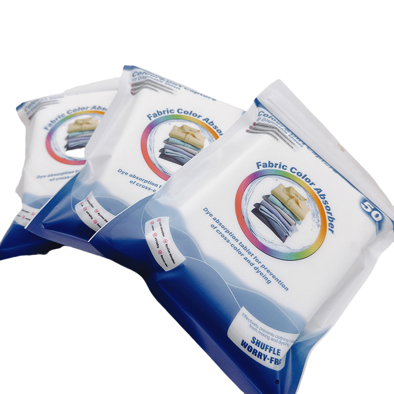 Color Catcher laundry sheets, 50-pack, non-woven fabric, prevents fading, brightens clothes, safe for mixed washes.