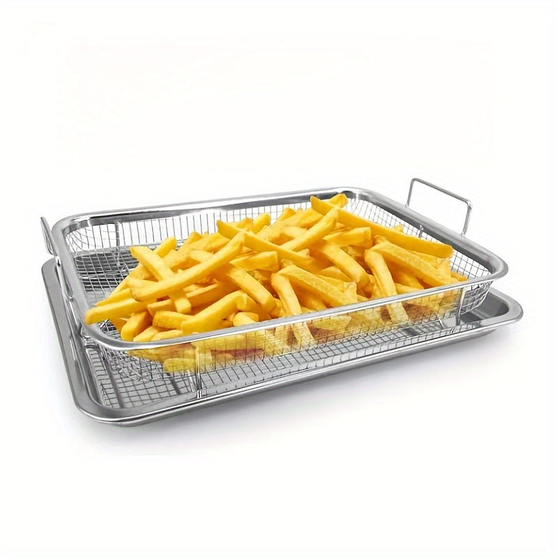 One piece of Stainless Steel French Fries Frying Basket, perfect for using in an air fryer or oven. This versatile basket can be used for cooking French fries, Western food, snacks, and more. Features a convenient oil drain net design and is a must-have