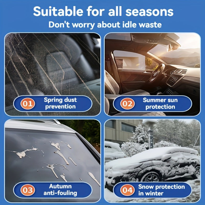 Durable nylon windshield cover for all seasons.