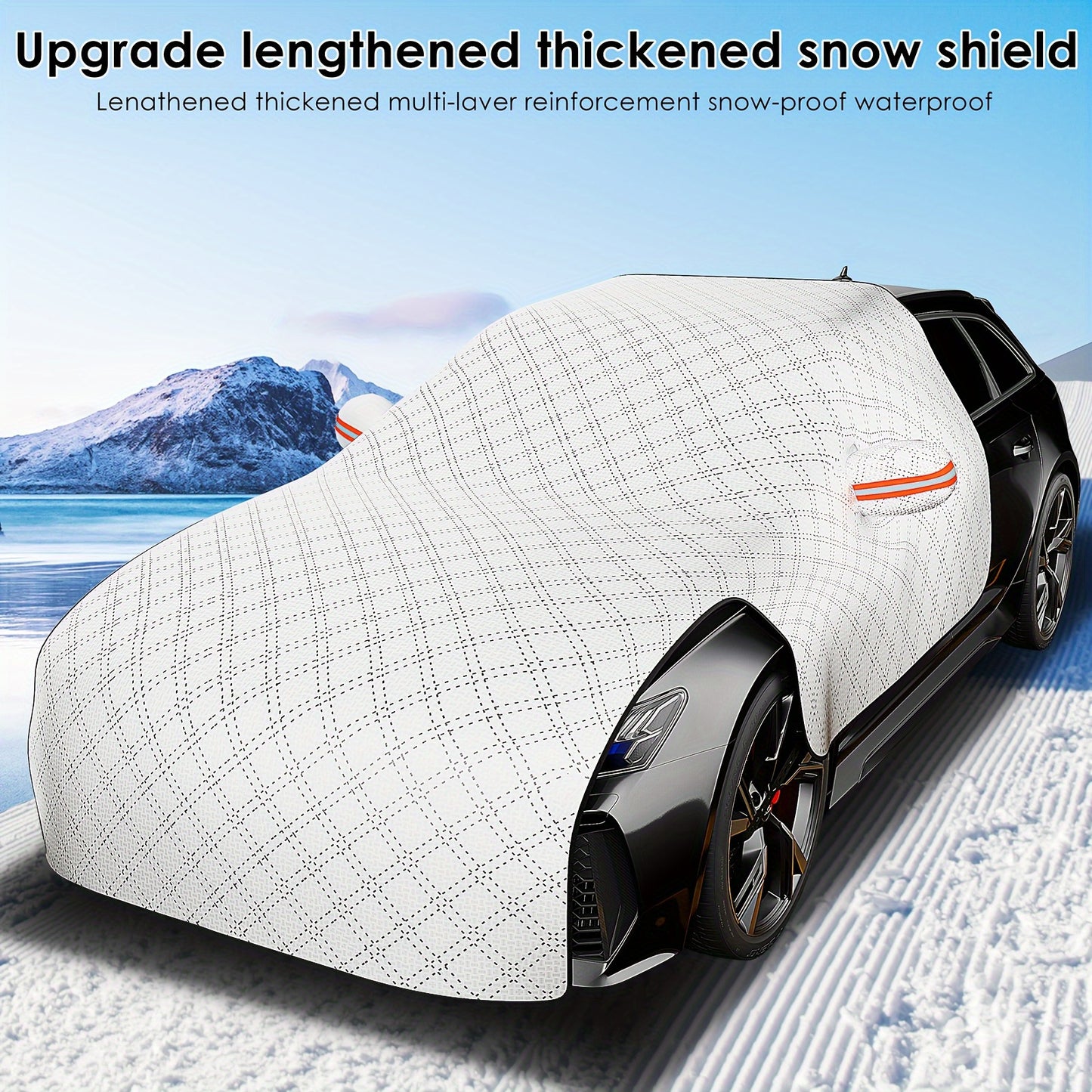 Durable nylon windshield cover for all seasons.