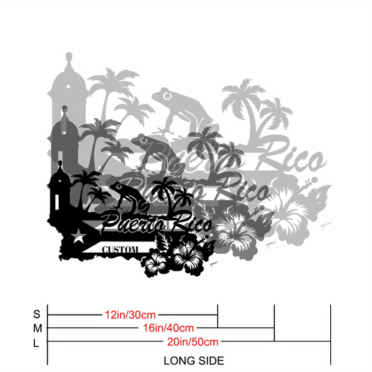Винтажный стиль черной металлической таблички с настраиваемым дизайном Пуэрто-Рико - идеально подходит для домашнего декора, персонализированный подарок для владельцев домов из Пуэрто-Рико