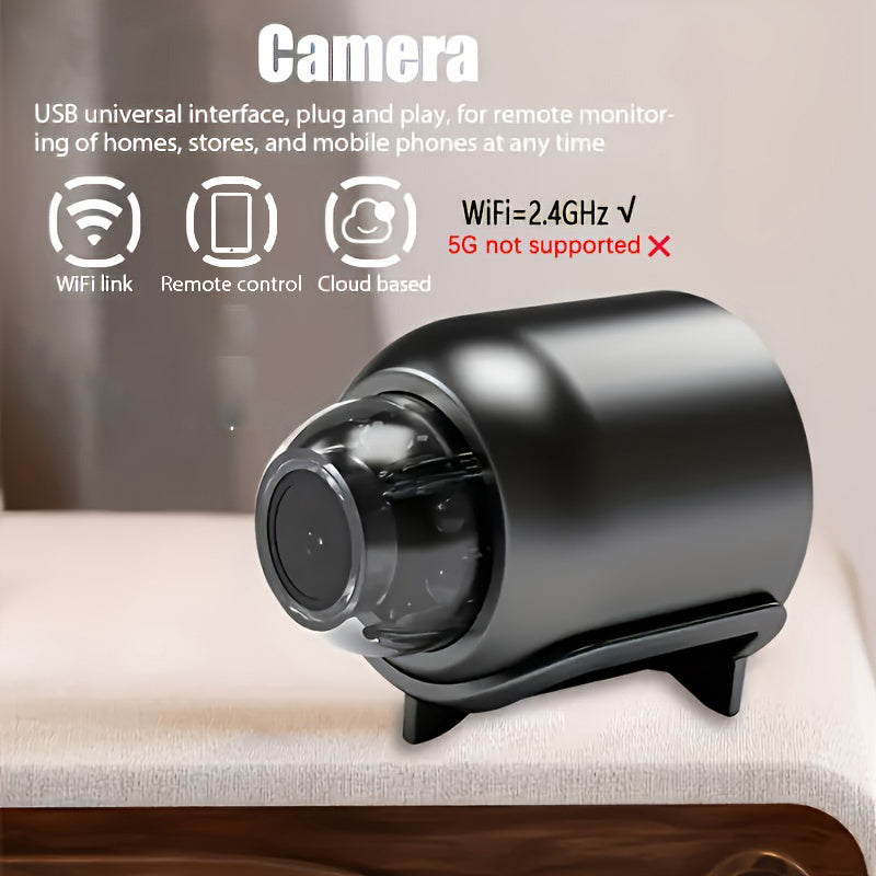 Teruhal Mini Camera with HD video, remote monitoring, smart home security, USB powered, Wi-Fi connectivity, app control, and local storage up to 64G. No battery included. Not waterproof.