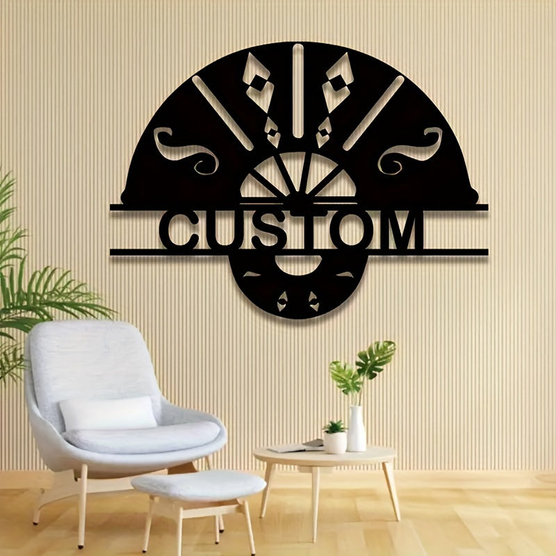 Customized Black Metal Letter Wall Art - Fan-Shaped Design, Perfect for Home Decor and One-of-a-Kind Presents, Personalization Available