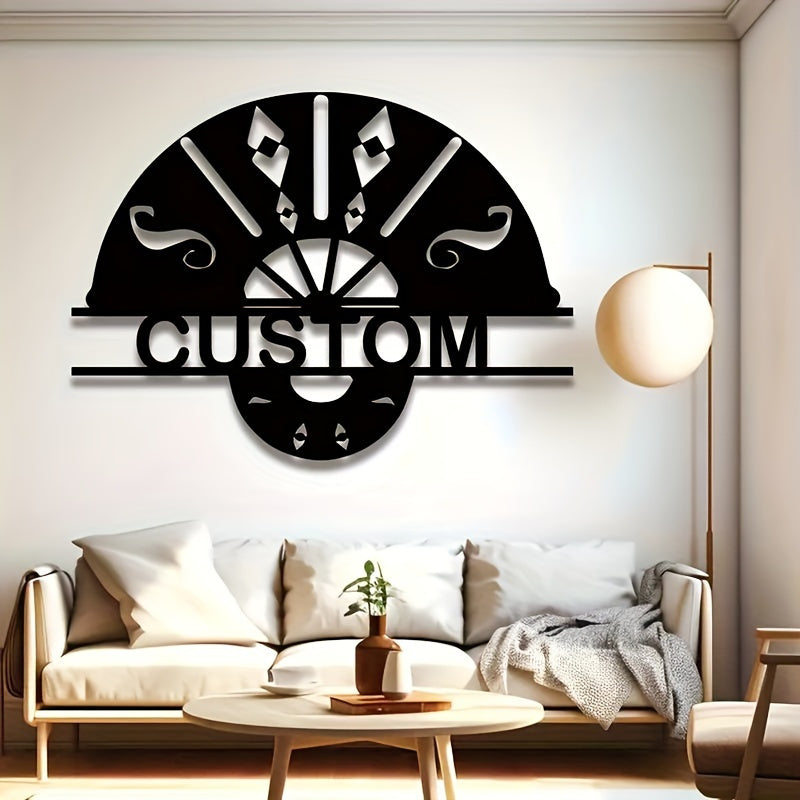 Customized Black Metal Letter Wall Art - Fan-Shaped Design, Perfect for Home Decor and One-of-a-Kind Presents, Personalization Available