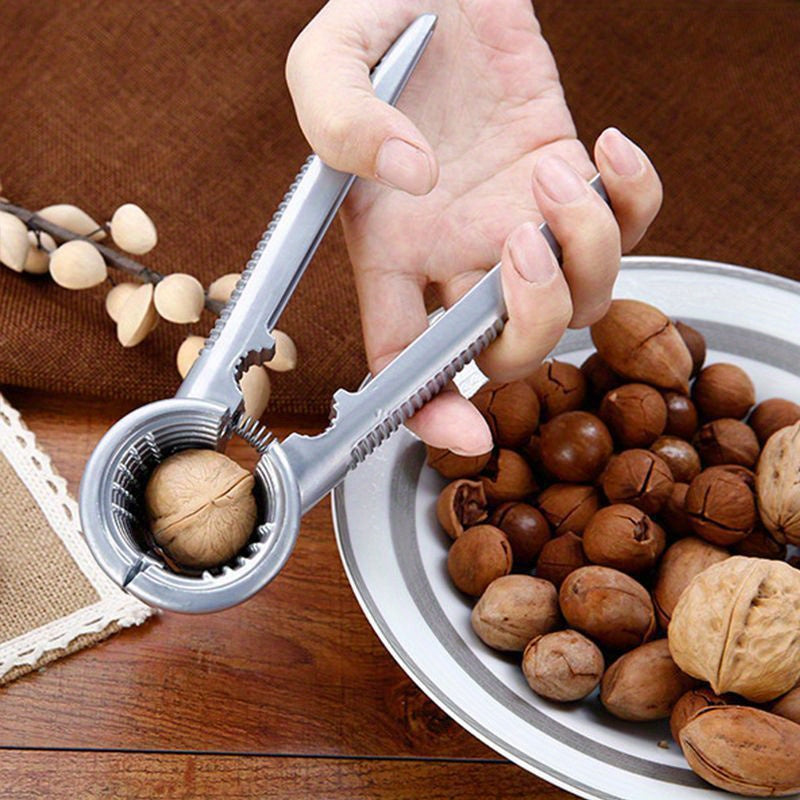 Essential Kitchen Gadget - Stainless Steel Nutcracker with Built-In Forks for Easy Shelling of Chestnuts, Walnuts, and Hazelnuts