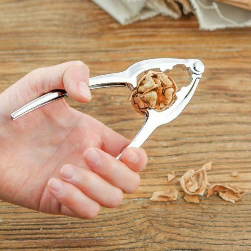 Essential Kitchen Gadget - Stainless Steel Nutcracker with Built-In Forks for Easy Shelling of Chestnuts, Walnuts, and Hazelnuts