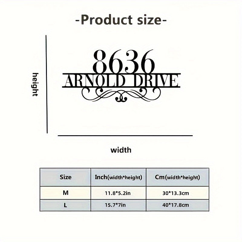 Personalize your home with a Custom Metal Address Sign featuring your House Number and Street Name. This Elegant Wall Art is perfect for your home entrance and makes an Ideal Gift for Holidays & Special Occasions.