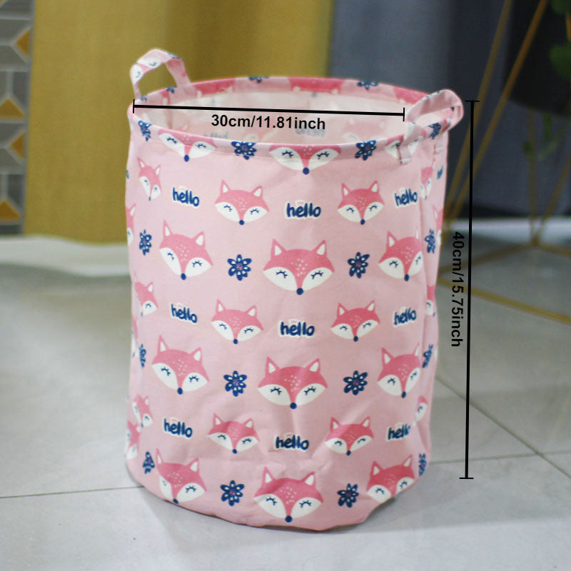 Round Linen Laundry Hamper with Handles from Sanrio - Foldable Storage Basket for Dirty Clothes in Bedroom and Laundry Room