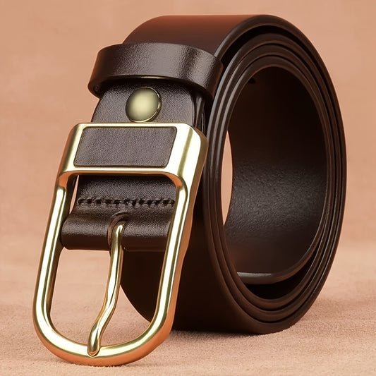 Men's stylish faux leather belt with cowboy pin buckle, perfect for adding a retro touch to jeans.