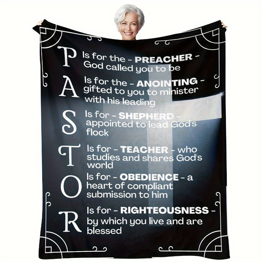 Pastor Appreciation Blanket made from Soft Flannel - Ideal Present for those who love religion, Snug Throw for Sofa & Bed, Comfortable in All Seasons