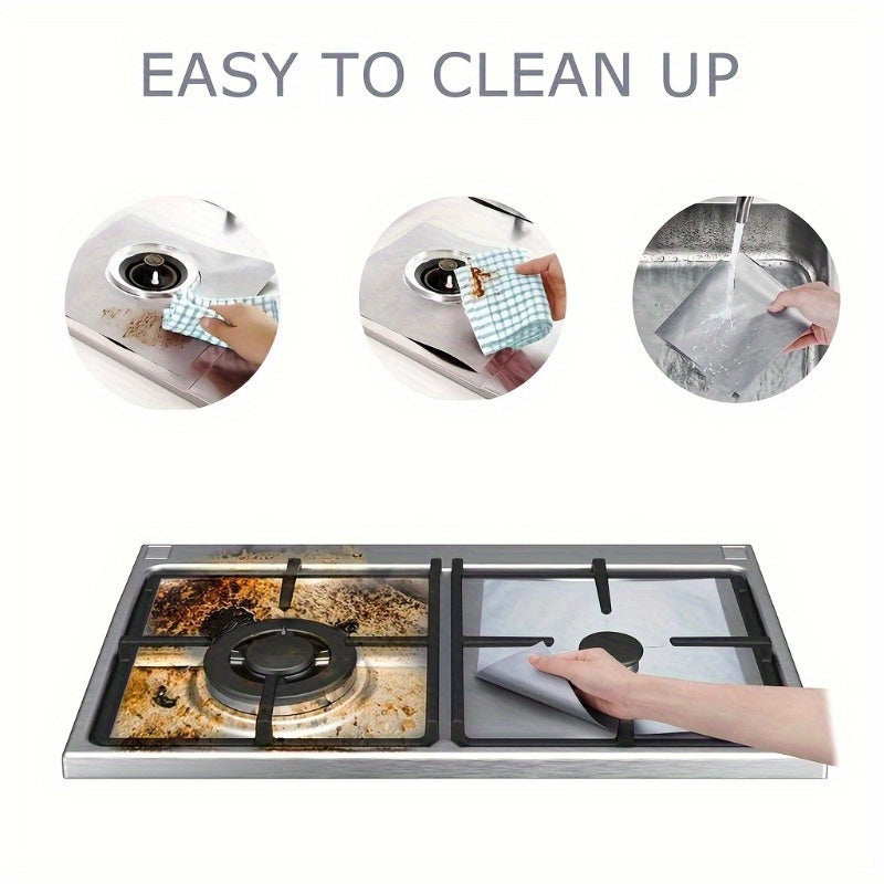 Set of 6 Square Gas Stove Protector Mats - Washable, Simple to Clean, Anti-Stain, Resistant to Oil Kitchen Range Liners