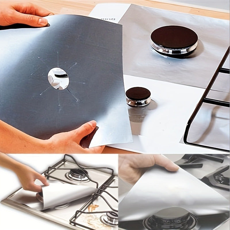 Set of 6 Square Gas Stove Protector Mats - Washable, Simple to Clean, Anti-Stain, Resistant to Oil Kitchen Range Liners