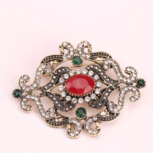 Vintage Style Crystal Brooch Pin with Rhinestone Accents and Irregular Floral Design - Perfect for Dresses and Sweaters