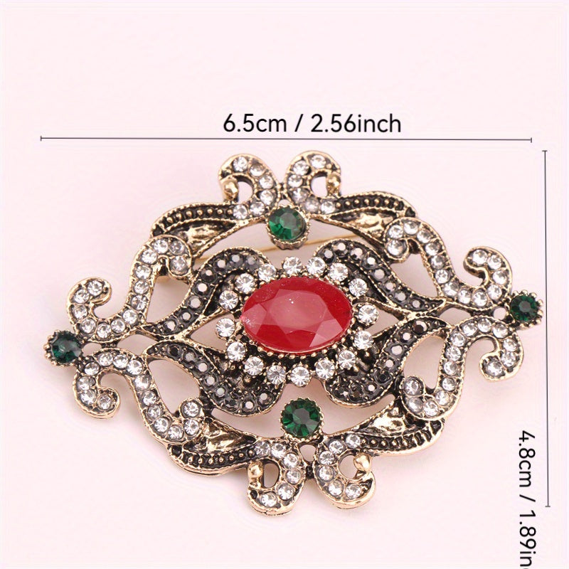 Vintage Style Crystal Brooch Pin with Rhinestone Accents and Irregular Floral Design - Perfect for Dresses and Sweaters