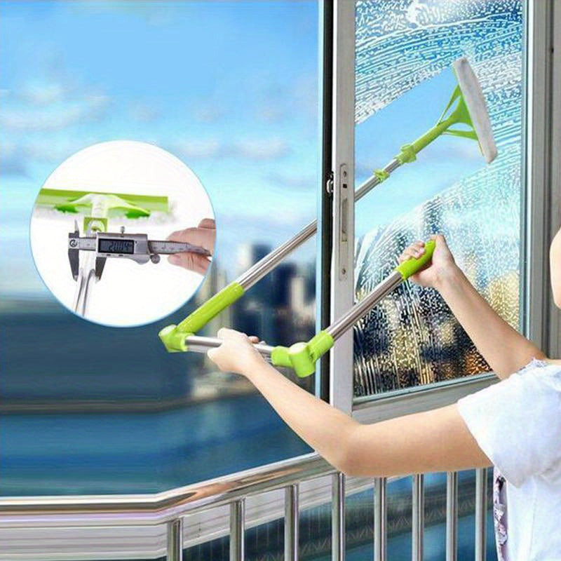 Extendable Telescopic Window Cleaning Brush with Plastic Sponge Mop - perfect for high-rise glass and floor dust removal in living rooms and building facades. Great for multi-purpose use.