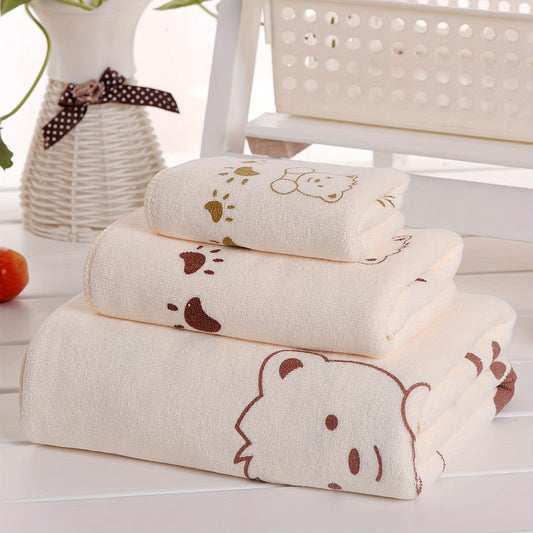 Cartoon bath towels set includes 3 sizes for summer fun!